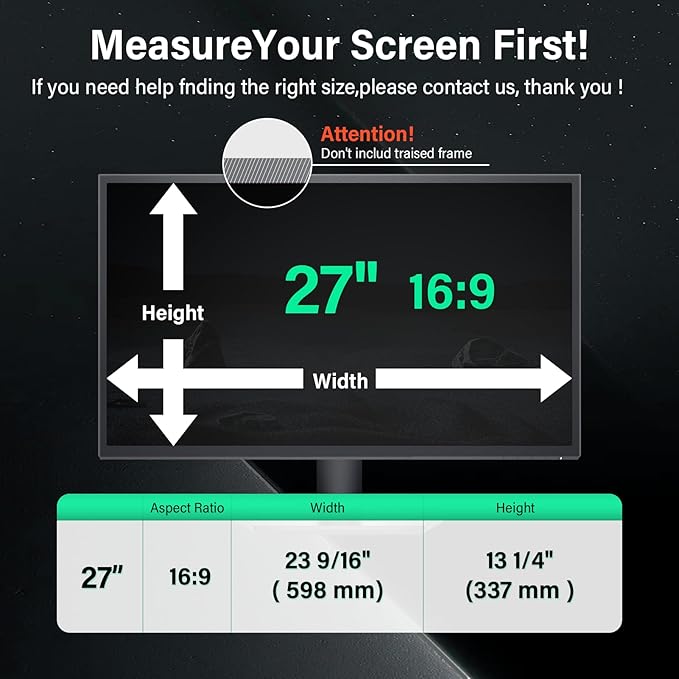 Mao Yeye [2 Pack] 27 Inch Computer Privacy Screen for 16:9 Aspect Ratio Widescreen Monitor, Eye Protection Anti Glare Blue Light Computer Monitor Privacy Filter, Removable 27 in Protector Film