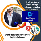 Magnet Me Up Custom Printed Magnetic Name Tag Badge with Logo on Top, 2x3 inch, Full-Color Customizable Identification Label, for Schools, Offices, Businesses, Made in USA