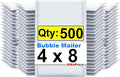 iMBAPrice 4x8 Inches White Color Polybubble Bag, 500-Pack Small Size #000 Self Seal Poly Bubble Mailers Padded Packing Envelopes (Total 500 Bags)