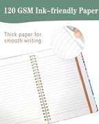 DHGPTS Spiral Journal Notebook, A5 Cute Notebooks for Women Men, College Ruled Hardcover Notebook for Work & Note Taking, 60 Pages Double-Wire Journals for Writing, Cute Purple Flowers