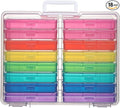 Party Club of America PCA Photo Storage Box 4" x 6" Cases With Handle - 16 Inner Keeper, Large Organizer, Plastic Craft Case for Stickers, Stamps, Jigsaw, Vegetable Seeds