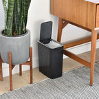 Glad Bathroom Trash Can, 2.6 Gallon (10L) - Slim Plastic Waste Basket with Pop-Up Lid and Bag Ring - Colored Clear Trash Can for Bedroom, Office, College Dorm - Smokey Grey