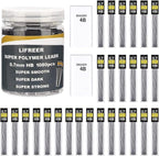 Lifreer 0.7 Lead Refills (1080 Pcs), Unbreakable 0.7 mm Lead Refills and 2 Premium Erasers, Long Lasting HB Pencil Lead 0.7 Refill,Mechanical Pencil Lead 0.7mm for Students & Professionals