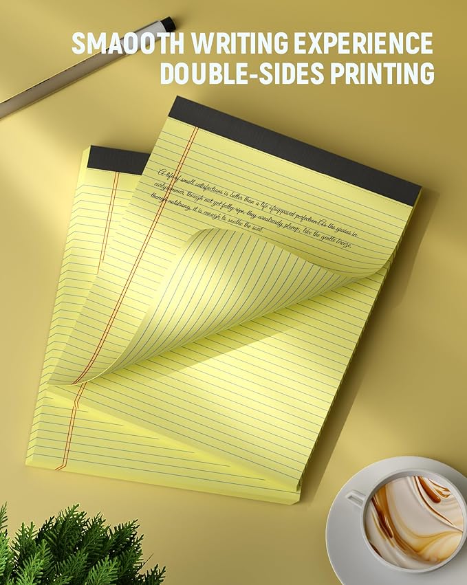 Legal Pads 8.5 x 11 College Ruled, 12 Pack Yellow Legal Note Pads 8.5 x 11 Perforated Paper Tablets 8-1/2 x 11 Narrow Ruled Writing Note Pads 30 Sheets Pads of Paper Notepads Yellow Notebook Notepad