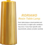 RORIANO Set of 2 Modern Table Lamps for Living Room Bedroom, Gold Nightstand Resin Lamps with Black Grid Shade, Contemporary Desk Lamps for Bedside End Tables, 2 Bulbs Included (Gold)