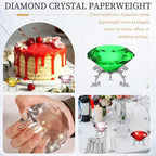 PATIKIL Diamond Crystal Paperweight, 80mm / 3.15" Crystal Paperweight Paper Weight with Silver 19 Metal Base for Home Office Desktop Table Decor Wedding Party Ornaments, Green