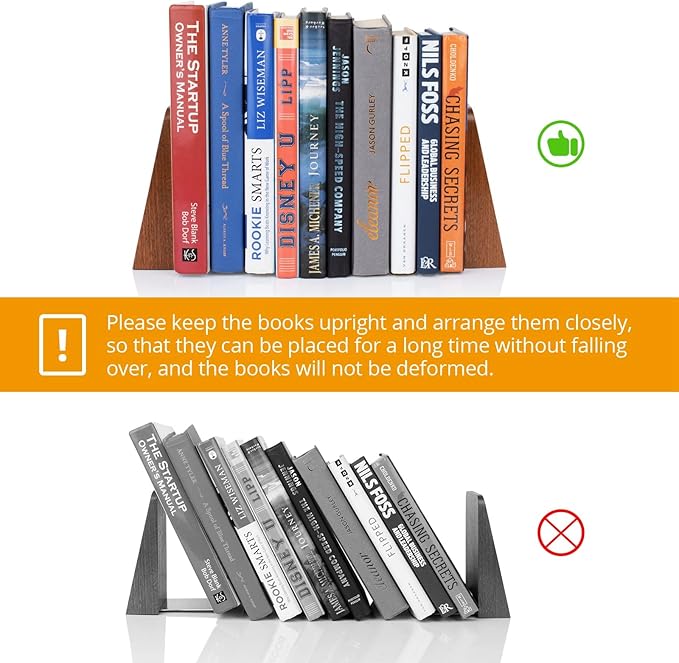 DRELIFAM Wood Handmade Heavy Duty Bookends for Shelves Decorative Book Ends to Hold Books for Office