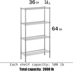 Regal Altair 14" Deep x 36" Wide x 64" Height Wire Shelving Kit | 4-Tier | NSF Commercial Storage Rack Unit