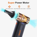 JUFINX X117 Compressed Air Duster-150000RPM Super Power Snow Blower, 3-Gear Adjustable Mini Blower with Fast Charging, Electric Air Duster for Leaves,Snow,Computer, Keyboard, House, Outdoor,and Car