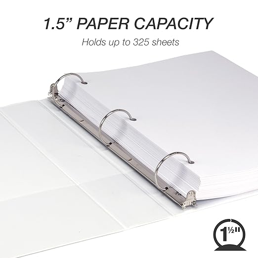 Samsill Economy 1.5 Inch 3 Ring Binder Bulk Pallet, Made in The USA, Round Ring Binder, Customizable Clear View Cover, White, Pallet of 720 Binders in 60 Cartons