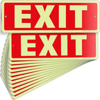 iSYFIX Exit Glow in the Dark Sign Aluminum – 12 Pack 12x4 Inch – Photoluminiscent, Laminated for Ultimate UV, Weather & Fade Resistance, Indoor & Outdoor for Business, School, Office, Warehouse