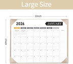 Large Desk Calendar 2026, Calendar with Desk Protecting Pad, 2026 Desk Calendar Large 22x17, Runs From January 2026 to June 2027, 18 Months, Big Desktop Calendar for Family Classroom and Office (Apricot)