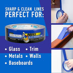 ABRO 24 Pack Blue Painters Tape: 36mm x 55M All Purpose Blue Tape, Temporary Labeling, Easy Tear, Clean Removal, Masking Tape Colored, DIY or Pro Use