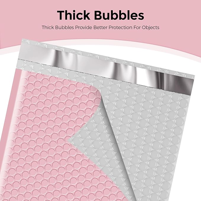 Metronic 500PC Bubble Mailers 8.5X12 Inch Light Pink Waterproof Padded Envelopes,Self-Seal Bubble Mailers Cushioning Bubble Envelopes for Shipping,Jewelry Makeup Supplies, Packaging Bulk