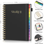 EMSHOI 2026 Planner Weekly and Monthly, Week on One Page with Notes, A5 (5.7"x8.3"), Jan-Dec 2026 Calendar Agenda with Monthly Tabs, Note Pages, 100GSM Thick Paper, Flexible Cover, Black