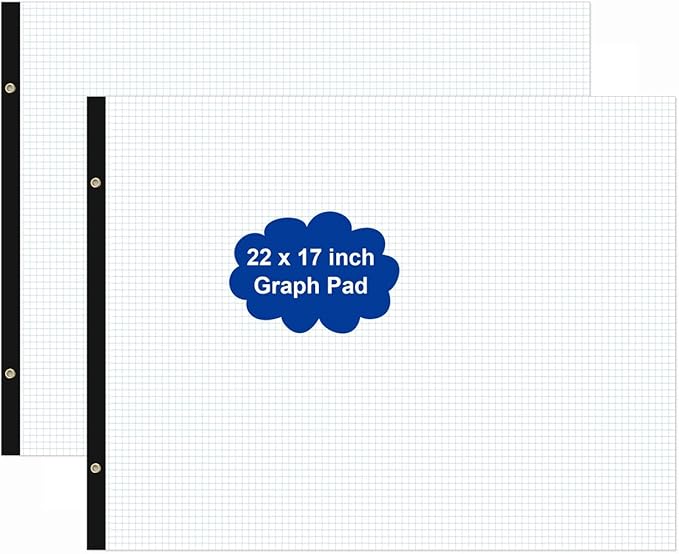 (2-Pack) Large Engineering Graph Paper - 22" x 17" Grid Paper, 100 Sheets/200 Pages, 4"x4" Grid Pad, Giant Drafting Pad Sketching Graph Paper for Engineer Architect Designer Mathematician Draftsman