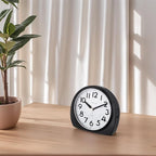 Tinload 5.5" Large Analog Alarm Clock Silent Non Ticking, Gentle Wake, Beep Sounds, Increasing Volume, Battery Operated Snooze and Manual Light, Easy Set, Black (Best for Elder)