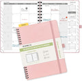POPRUN Monthly Planner 2026-2027 (Medium 6.5" x 8.5") 18 Months Calendar Book(Jan 2026 - Jun 2027) - 4 Pages per Month with Expense & Notes, Stair-like tabs, Leather Cover, Sunday Start - Pink