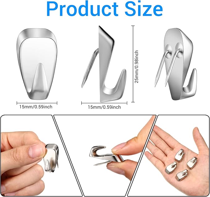 LEIFIDE Cubicle Hooks Fabric Panel Wall Hooks Cubicle Clips Picture Hangers for 40 Lbs Office Home Kitchen Room Board Hanging Supplies(Silver,10 Pieces)