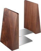 DRELIFAM Walnut Book Ends Heavy Duty Handmade Book Ends for Shelves Decorative Bookends to Hold Heavy Books (Black Walnut Wood Small)