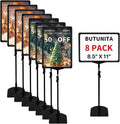 BUTUNITA Sign Holder Stand 8.5x11 Inch for Floor Table, Adjustable Tabletop Sign Holder Floor Poster Stand, Vertical & Horizontal View (Black,8Pcs)