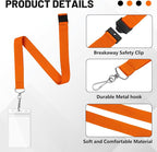 12-Pack Orange Breakaway Lanyards with Waterproof Badge Holders, Polyester Neck Straps for ID Cards, Events, Office, and Schools