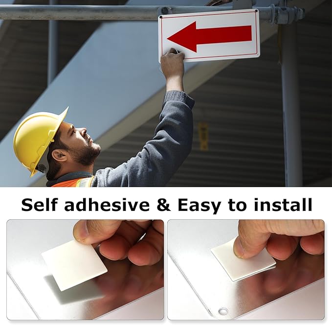 Red Arrow Sign Aluminum 10 x 5 Inch Heavy Duty Metal Waterproof Reflective Directional Sign for Outdoor 2 Pack