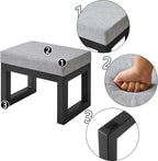 IBUYKE 16 Inch Small Foot Stool Ottoman, Rectangle Linen Foot Rest with Padded Seat and Metal Legs, Modern Ottoman Foot Rest for Living Room Bedroom Entryway Couch, Grey-Blue WBD001L