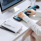MOFII Wireless Keyboard and Mouse Combo, Full Size 2.4G Plug and Play Typewriter Retro Round Computer Keyboard and Mouse Set for Windows, Computer, Desktop, PC, Notebook - (Black Blue Gradient)