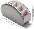 Remote Control Holders Organizer Box with 5 Compartment PU Leather Multi-functional Office Desk Storage Caddy Store Tv Remote for Media Player,Brush,Pencil,Glassees&Office Supplies (Sliver)