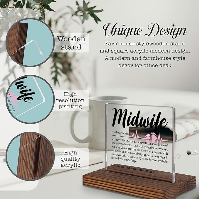 Midwife Appreciation Gift Desk Sign for Birth Support Nurse, Thank You Plaque for Midwives, Office Decor for Women’s Health Heroes, Empathy and Empowerment Gift PA061