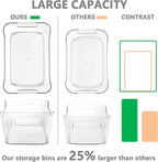 Tiawudi 12 Pack Plastic Storage Bins, Multi-Use Organizer Bins, Pantry Organizer, Clear Storage Containers for Home, Kitchen, Office, Cabinet, Shelf and Fridge Organization