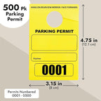 Juvale Rectangular Parking Permit Hang Tags - Sequentially Numbered Parking Passes - Writable Blank Car Passes - High-Visibility Yellow Hang Tags - 3 x 5 in, Yellow, Pack of 500