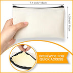 Reginary 80 Pack Canvas Zipper Makeup Bags Bulk Pencil Pouches Blank DIY Craft Canvas Cosmetic Bag Pouch with Zipper for Makeup Cosmetic Toiletry Stationary Storage(Natural and Black Zippers)