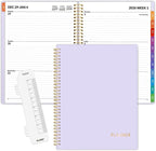 SUNEE 2026 Weekly and Monthly Planner - from January 2026 - December 2026, Daily Agenda Planner with Monthly Tab, Flexible Cover, Note Pages, Pockets, Bookmark, Spiral Binding, Purple, 8.5"x11"