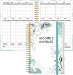 Heveboik Income & Expense Log Book - A5 Income and Expense Tracker for Small Business, Accounting Bookkeeping Tracking for Woman and Man, 5.8" x 8.3", Blue Flower