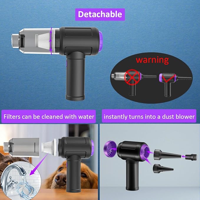 Meudeen 14500 Pa Computer Vacuum Cleaner Mini & 110000RPM Compressed Air Duster for Keyboard Cleaning Cordless Canned Air Powerful Energy Efficient
