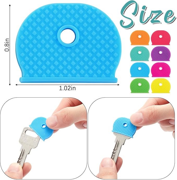 Blulu 80 Pieces 1Inch Colored Key Covers Caps Tags Covers Set Plastic Key Color Identifier Rings Toppers(Rainbow Color)