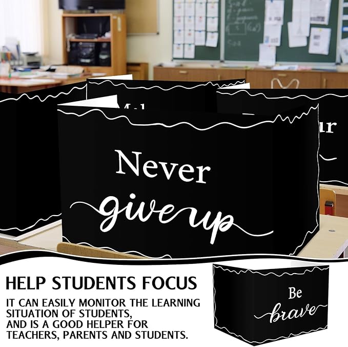 Honoson 24 Pcs Bulk Inspirational Privacy Folders for Students Cardboard Test Privacy Boards Motivational Words Desk Dividers Shield for Classroom School Study Supplies, 6 Styles(Minimalism)
