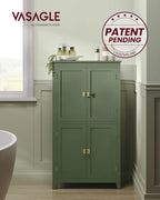 VASAGLE Floor Storage Cabinet, Freestanding Storage Unit with 4 Doors, Adjustable Shelves, 11.8 x 23.6 x 43.3 Inches, for Entryway, Bathroom, Forest Green UBBC552C01