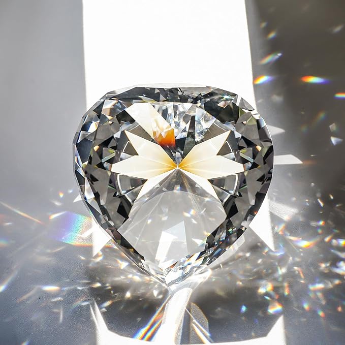 SWTHONY 60mm Crystal Diamond Paperweight Heart Shaped Glass Gems Big Fake Diamonds for Women Desk Nail Background for Pictures Wedding Centerpiece Clear