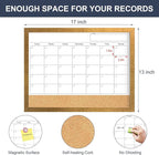 Calendar Whiteboard for Wall, 17x13 Inches White Board Calendar Dry Erase, Small Magnetic Monthly White Board with Gold Wood Frame, Hanging Dry Erase Board for Kitchen Home Office School Planner