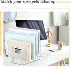 2 Pcs 7 Section Incline File Sorter Metal Wire Mesh File Rack for Desktop Letter Sorter for Magazine Folder Book Organizer Home Office School Paper Mail Desk Storage Holder (Silver)