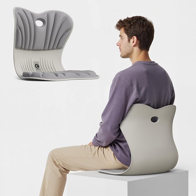CabeVibe CabSupport Ergonomic Lumbar Support Seat Cushion M1 Plus - Posture Correction Spineseat for Office Chair, Car, Home with Breathable Memory Foam