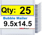 iMBAPrice 9.5x14.5 Inches White Color Polybubble Bag, 25-Pack Large Size #4 Self Seal Poly Bubble Mailers Padded Packing Envelopes (Total 25 Bags)