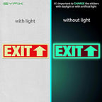 iSYFIX Exit Stickers Signs with Directional Up Arrow 6 Pack 12x4 Inch - Glow in the Dark Photoluminescent Vinyl for Office, School, Business, Warehouse - UV & Weather Resistant for Indoor/Outdoor Use
