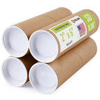 2" x 6" Reinforced Kraft Paper Mailing Tubes, Pack of 4 Tubes with 2 Caps Each – USPS Approved Poster Tube – Made in USA Cardboard Tube for Shipping and Storing Posters, Prints, Artwork, or Documents