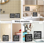 2 PCs Funny Bathroom Decor, Humor Bathroom Decorations Bathroom Accessories, Rustic Farmhouse Bathroom Black Wooden Box Sign, Toilet Restroom Washroom Home Shelf Desk Decor Wooden Block Plaques Signs