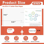 Two Pocket Portfolio Folders, PANDRI 60 Pack 3 Hole Punched 2 Pocket Folders for 3 Ring Binder, Letter Size Paper File Folder for School Office Home Business, Red