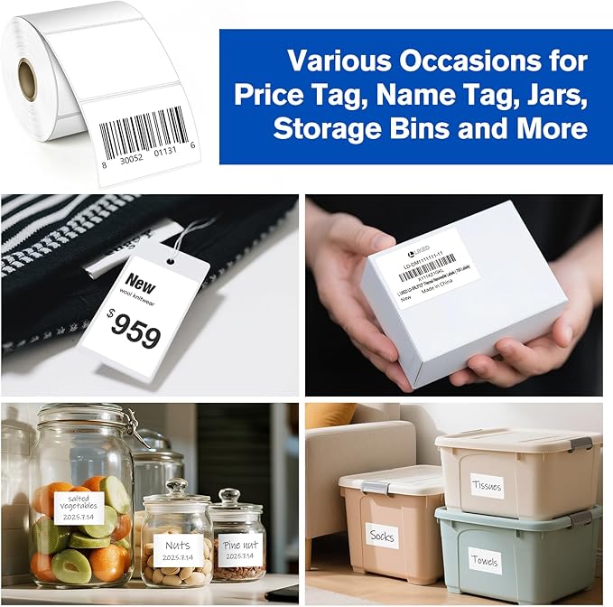 L LIKED 3" x 2" Blank Removable Labels with No Residue, Water and Oil Resistant, Use for Both Home and Office (1 Roll, 700 Labels)